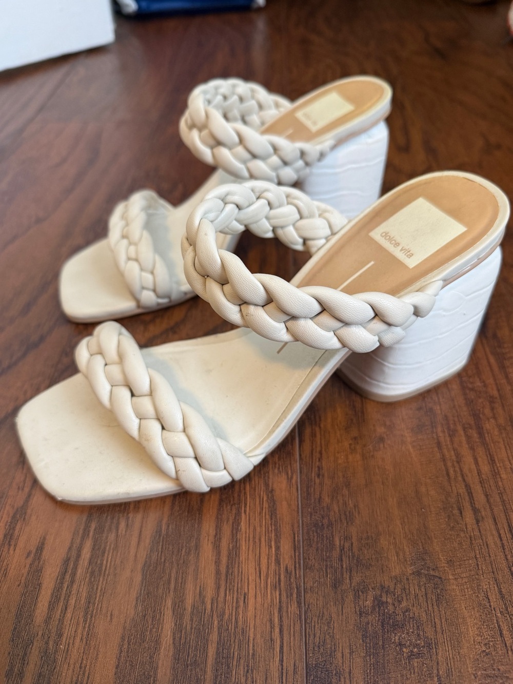 Dolce Vita Paily Braided Slide Heeled Sandal Ivory - Picture 5 of 8